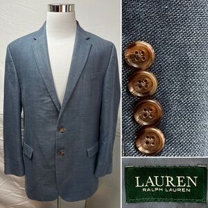 Ralph Lauren Men’s 46L Blue Linen Blend 2-Button Blazer Jacket